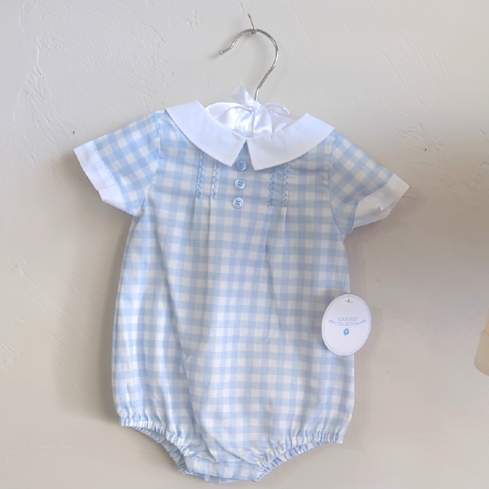 Edgehill Collection Light Blue and White Baby Outfit